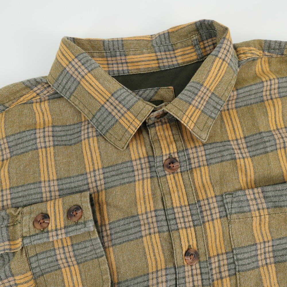 Prana Men's Plaid Button Down Shirt - Mustard and Gray
